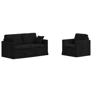 vidaXL Diivanikomplekt 2 pcs Must 158 x 78 x 80 cm Samet