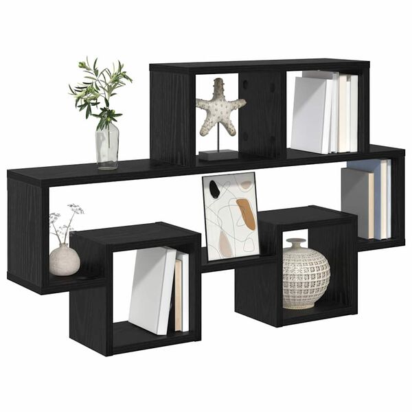 vidaXL Seinariiul riiuliga Must tamm 82 x 15 x 51 cm Tehispuit