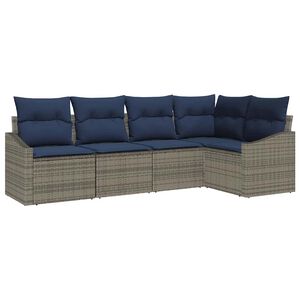 vidaXL Aia Diivanikomplekt padjaga 5 pcs Hall ja tumesinine pol&uuml;rotang