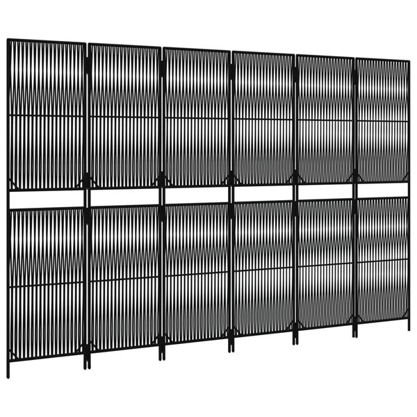 vidaXL 6 paneeliga ruumijagaja, must, polürotang