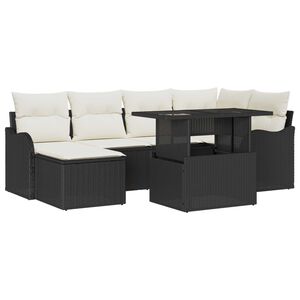 vidaXL Aia Diivanikomplekt padjaga 7 pcs Must Pol&uuml;rooster