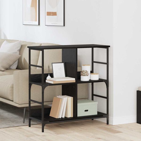 vidaXL Raamatukapp Must tamm 78.5 x 33 x 82 cm Tehispuit