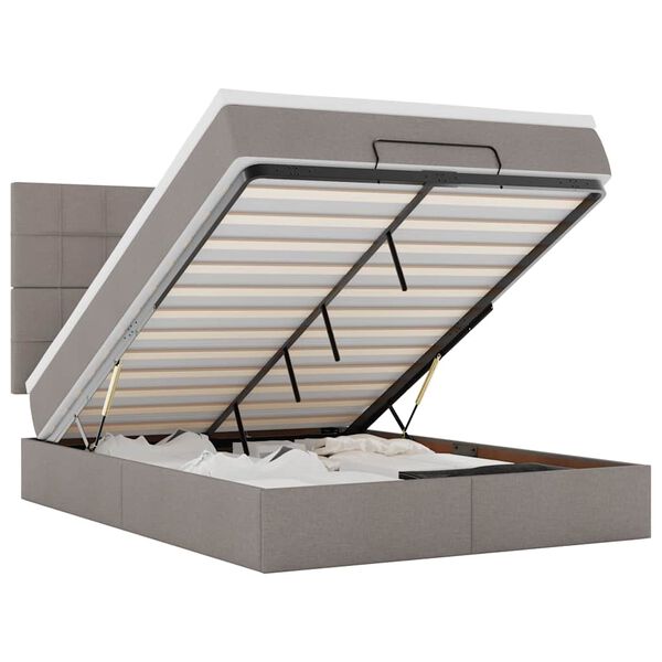 vidaXL ottomani voodi madratsiga&LED, pruunikashall, 140x200cm, kangas