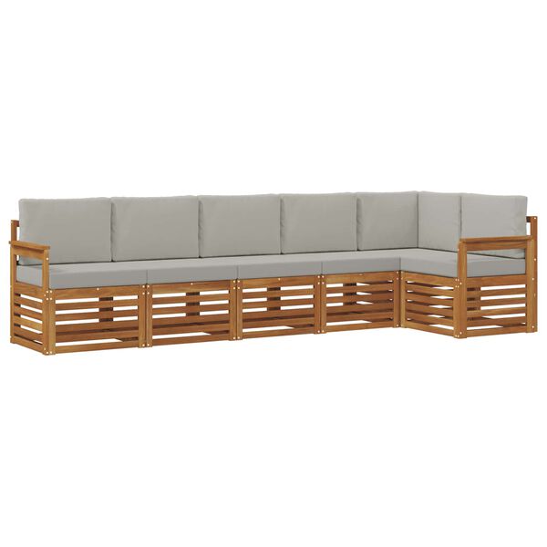 vidaXL Diivanikomplektid 6 pcs Looduslik ja Hele Hall Tugev akatsiapuu