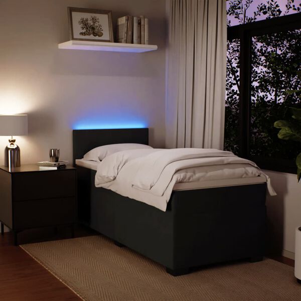 vidaXL kontinentaalvoodi madratsiga, must, 100x200 cm, samet