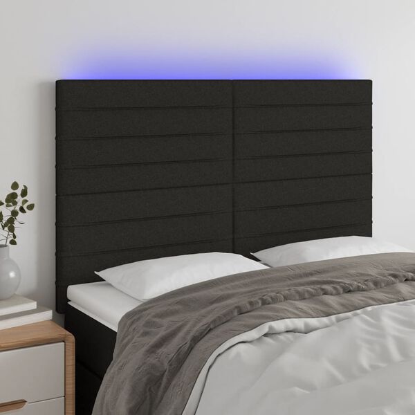 vidaXL LED-voodipeats, must, 144x5x118/128 cm, kangas