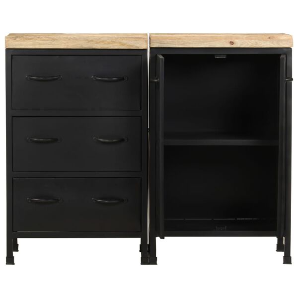 vidaXL puhvetkapp 3 sahtli ja 2 uksega, töötlemata mangopuit