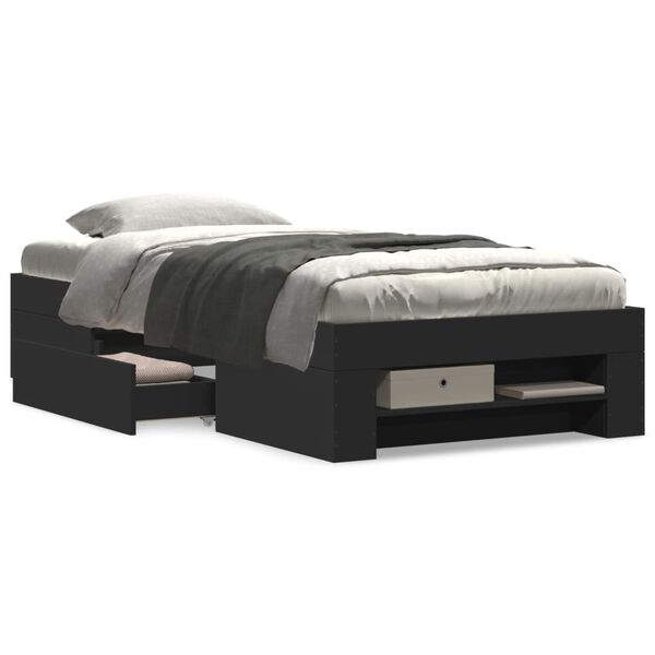 vidaXL voodiraam, must, 100 x 200 cm, tehispuit