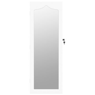 vidaXL seinale kinnitatav peegliga ehetekapp, valge, 37,5x10x106 cm