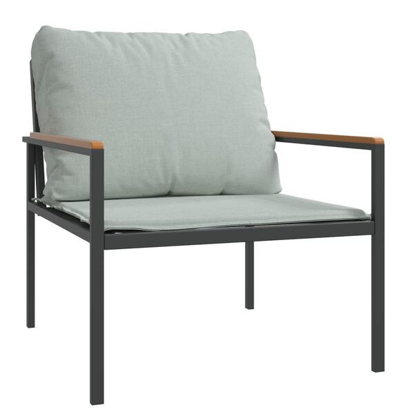 vidaXL 3-osaline aiamööbli komplekt patjadega, antratsiit, teras