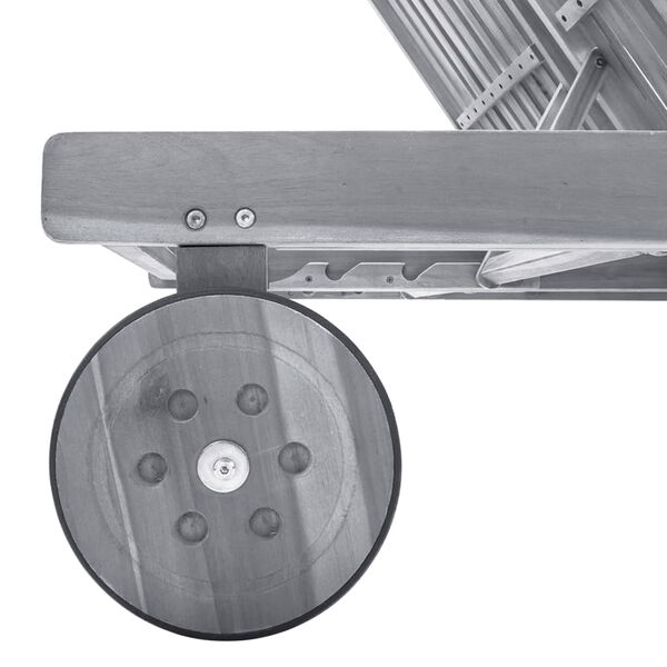 vidaXL kahekohaline päevitustool istmepadjaga, hall, akaatsiapuit