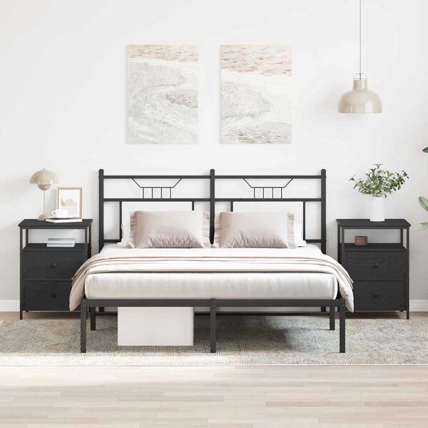 vidaXL &Ouml;&ouml;lambi kapp 2 pcs Must tamm 34 x 35,5 x 50 cm Tehispuit