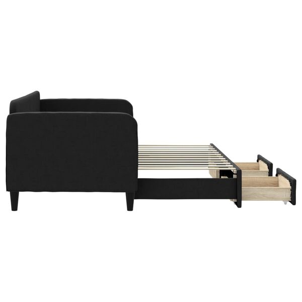 vidaXL diivanvoodi väljatõmmatava osaga, must, 80x200 cm, kangas