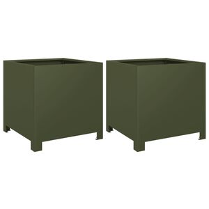 vidaXL aia taimekastid 2 tk, oliiviroheline, 40x40x40 cm, teras