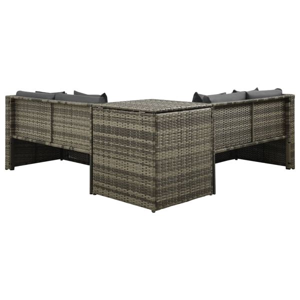 vidaXL 4-osaline aiamööblikomplekt patjadega, hall, polürotang