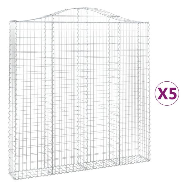 vidaXL kaarekujulised gabioonkorvid 5 tk, 200x30x200/220 cm, raud