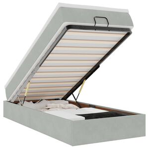 vidaXL Ottomani voodiraam madratsiga, helehall, 90x200cm, samet