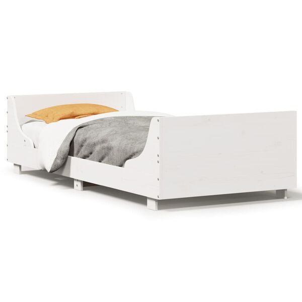 vidaXL voodi ilma madratsita, valge, 100 x 200 cm, männipuit