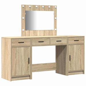 vidaXL Riietumislaud peeglituledega sahtliga 3 pcs Pruun Tehispuit