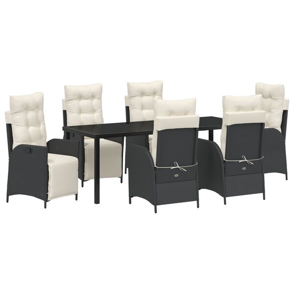 vidaXL Aia s&ouml;&ouml;gilaudade komplekt padjaga 7 pcs Must pol&uuml;rotang