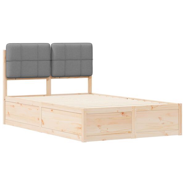 vidaXL Voodiraam Pehme Peatoega peaga Helehall 120 x 190 cm Tahke m&auml;nd