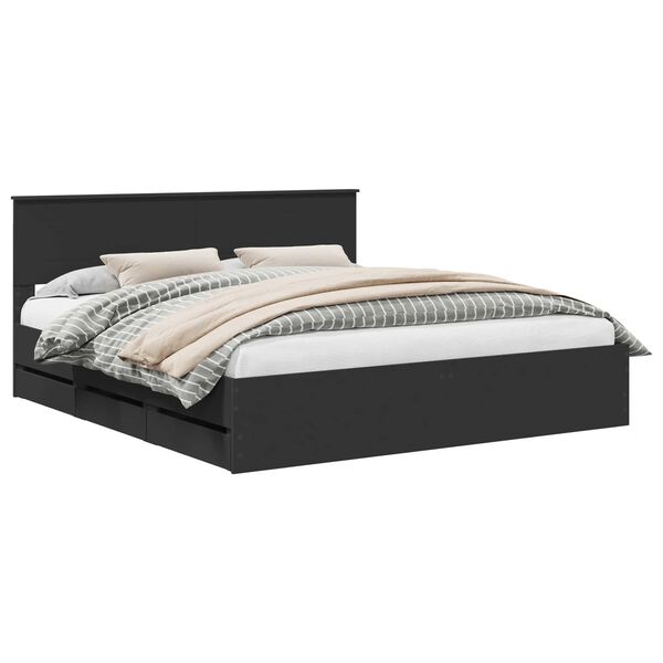 vidaXL Voodi raam sahtliga peaga Must 200 x 200 cm Inseneripuit