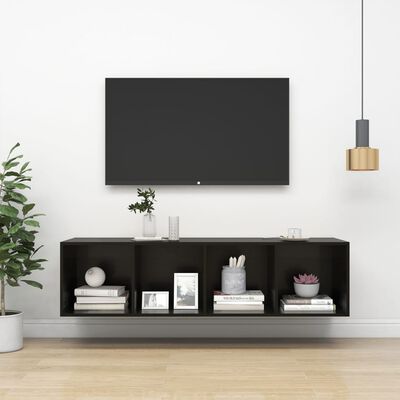 vidaXL seina TV-kapp, kõrgläikega must, 37x37x142,5 cm, puitlaastplaat