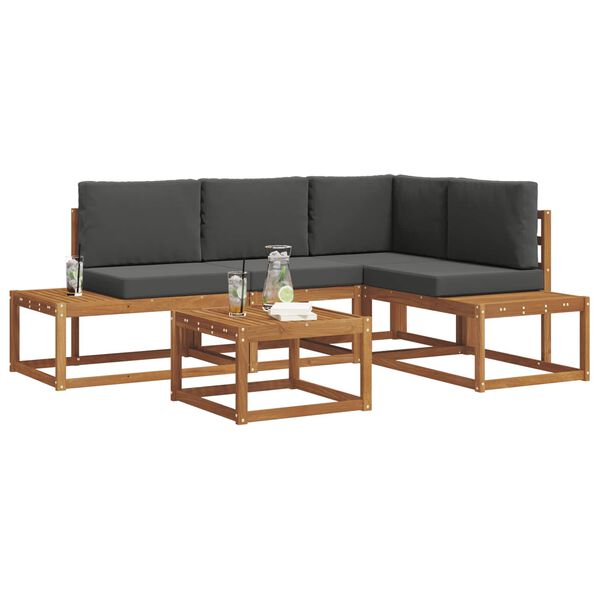 vidaXL V&auml;li diivanikomplekt padjaga 5 T&uuml;kk Looduslik ja antriit