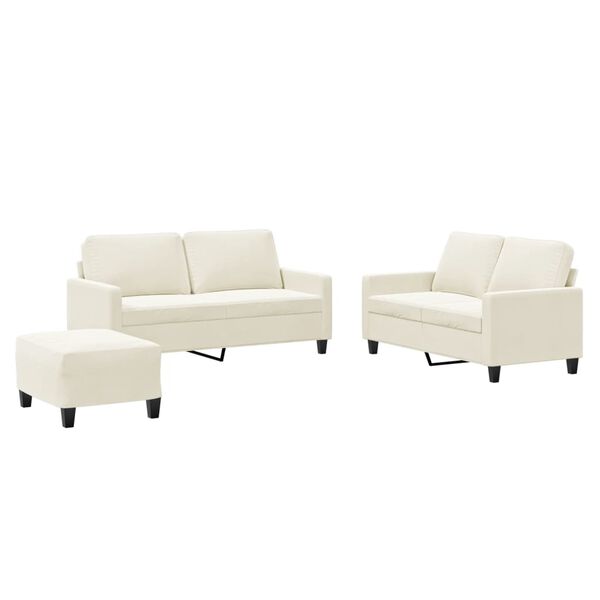 vidaXL 3-osaline diivanikomplekt patjadega, kreemjas, samet