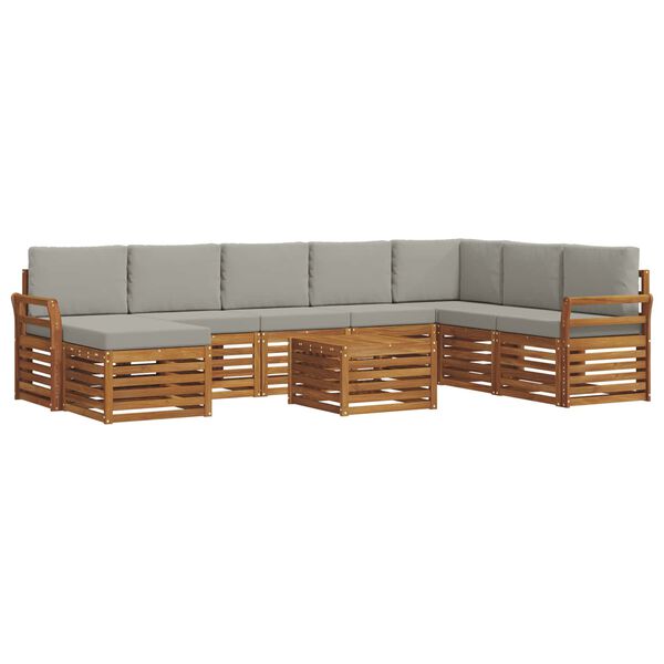 vidaXL Diivanikomplektid 9 pcs Looduslik ja Hele Hall Tugev akatsiapuu