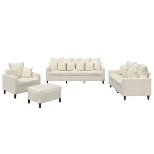 vidaXL 4-osaline diivanikomplekt patjadega, kreemjas, samet