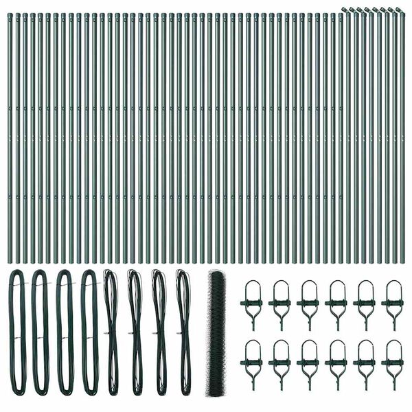 vidaXL Aed koos postidega Roheline 1 x 100 m PVC kaetud teras