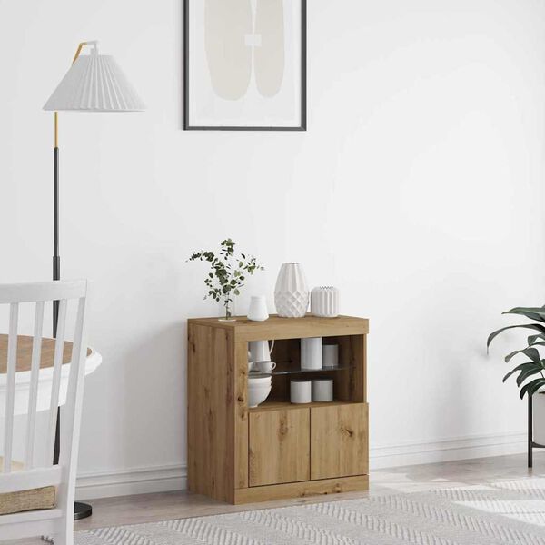 vidaXL Kõide LED -ribatuledega Pruun 60.5 x 37 x 67 cm Tehispuit