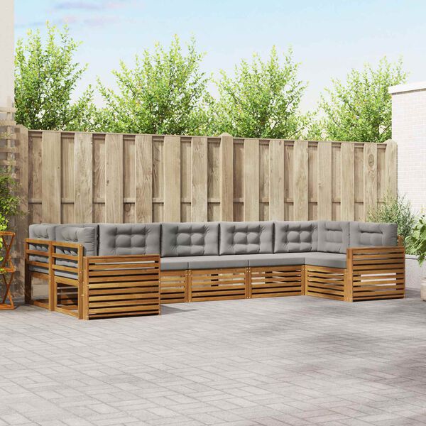 vidaXL Diivanikomplektid 7 pcs Looduslik ja Hele Hall Tugev akatsiapuu