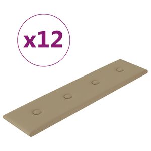 vidaXL seinapaneelid 12 tk, cappuccino, 60 x 15 cm, kunstnahk, 1,08 m²
