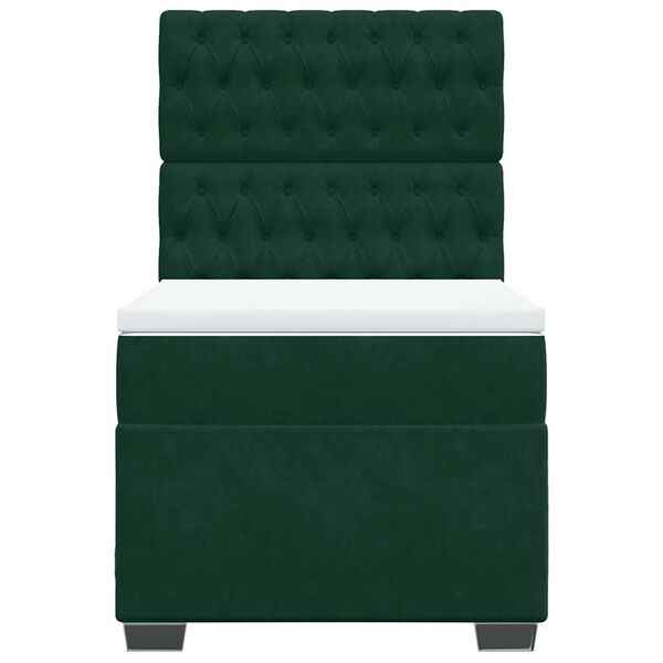 vidaXL kontinentaalvoodi madratsiga, tumeroheline, 90x200 cm, samet