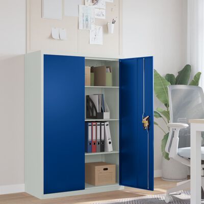 vidaXL kontorikapp, metall, 90 x 40 x 140 cm, hall ja sinine