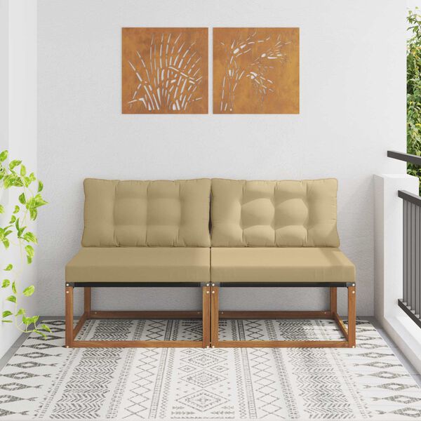 vidaXL 2 T&uuml;kk V&auml;ljas Keskmine Diivan Tugev akatsiapuu Neutraalne