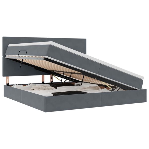 vidaXL Voodi hoiukohaga ja madratsiga Tumehall 200 x 200 cm Samet