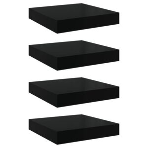 vidaXL seinariiulid, 4 tk, k&otilde;rgl&auml;ikega must, 23 x 23,5 x 3,8 cm MDF
