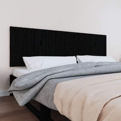 vidaXL seinale kinnitatav voodipeats, must, 204x3x60 cm, männipuit