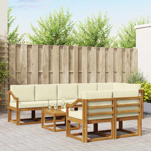 vidaXL V&auml;li diivanikomplekt padjaga 9 pcs Looduslik ja kreem