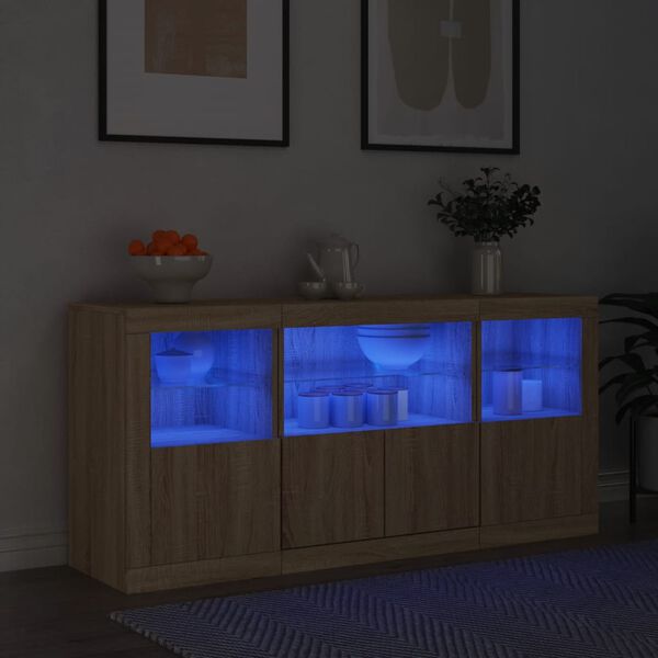 vidaXL puhvetkapp LED-tuledega, Sonoma tamm, 142,5 x 37 x 67 cm