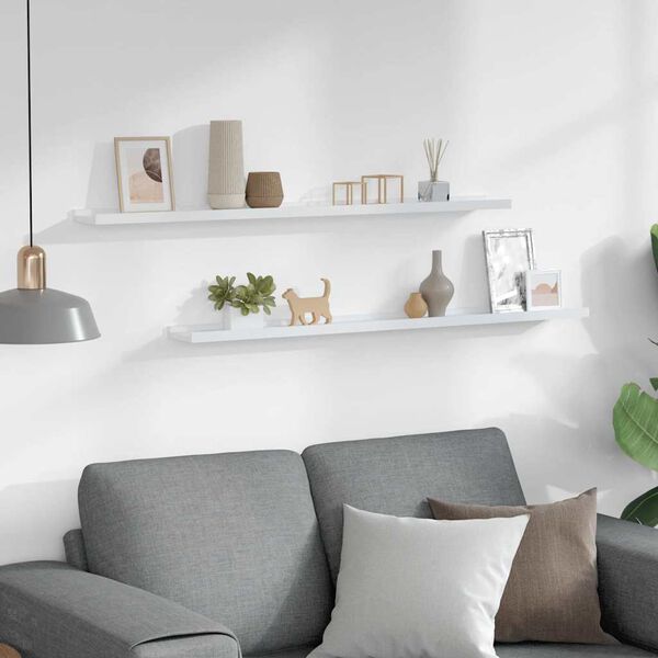 vidaXL seinariiulid, 2 tk, valge, 100 x 9 x 3 cm