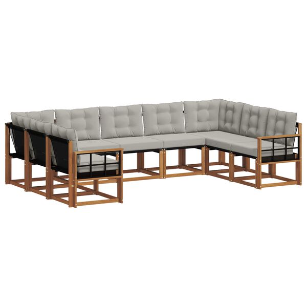 vidaXL V&auml;li diivanikomplekt padjaga 9 pcs Looduslik ja Hele Hall