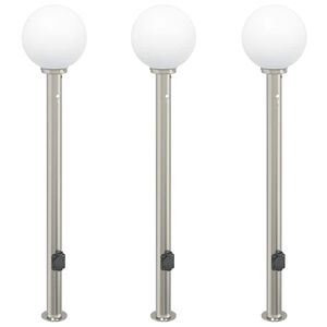 vidaXL anduri ja pistikupesaga postvalgustid, 3 tk, 120 cm, roostevaba teras, IP44