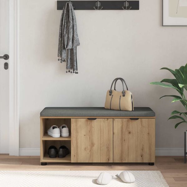 vidaXL Hallipink padjaga riiuliga uksega K&auml;sit&ouml;&ouml; Tamm 100 x 38 x 46 cm