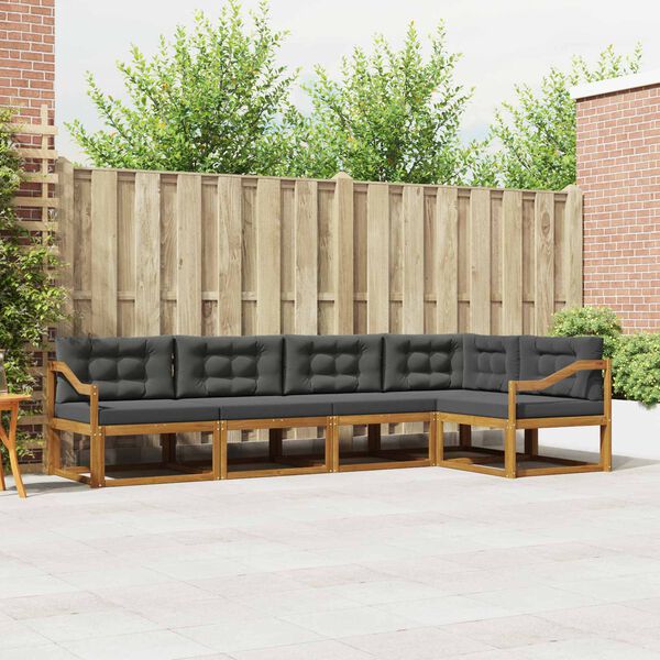 vidaXL V&auml;li diivanikomplekt padjaga 5 pcs Looduslik ja antriit