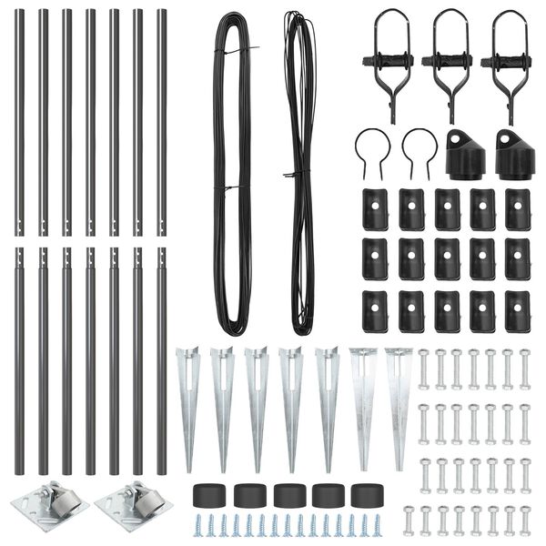 vidaXL Aiapostid 7 pcs Hall Ø32mm 160 cm Tsingitud teras