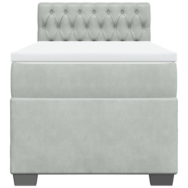 vidaXL kontinentaalvoodi madratsiga, helehall, 80x200 cm, samet